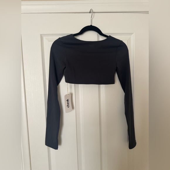 Cheak Baseflex Scrunch Padded Long Sleeve Top in Gun Metal Size S - Picture 3 of 9